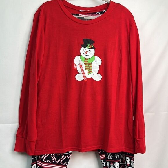 Ekoaer Women Snowman Holiday Pajama set long sleeve red and black size L N… - Picture 4 of 10